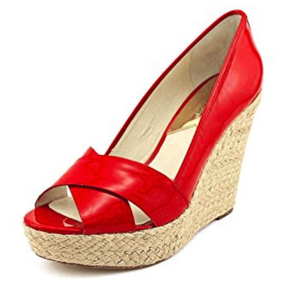 Michael Kors Red Patent Leather Heel Wedges